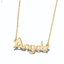 Alphabet Plate Stainless Steel Angel Custom Personalized Name Necklace